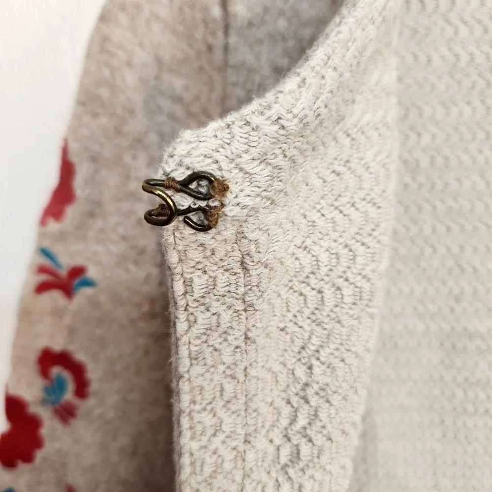 Genuine Kids OshKosh Cardigan Sweater 3T Beige Embroidered Floral Cotton‎ Girls